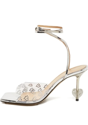 MACH & MACH Pre-owned heart heel-crystal sandals - Silver