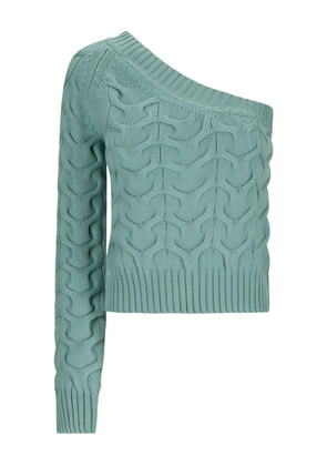 Max Mara cable-knit one-shoulder top - Blue