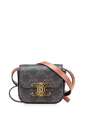 Celine Pre-Owned 2022 Mini Triomphe Coated Canvas Triomphe crossbody bag - Brown