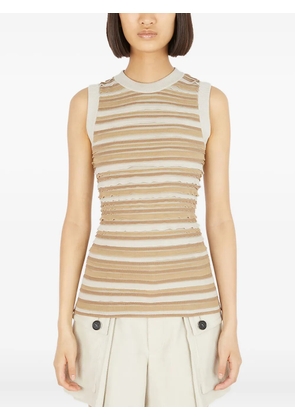 Durazzi Milano striped ruffled tank top - Neutrals