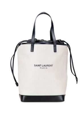 Saint Laurent Pre-Owned 2018 Canvas Teddy Drawstring Shopping tote bag - White