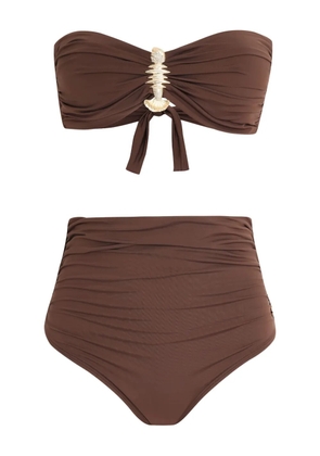 Brigitte embellished high-waisted bikini - Brown