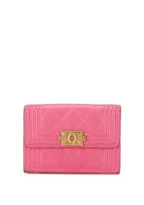 CHANEL Pre-Owned 2018-2019 Lambskin Boy Flap Compact Wallet small wallets - Pink