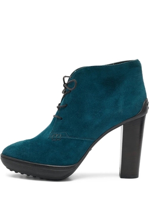 Tod's Vintage pre-owned 100mm suede lace-up ankle boots - Blue