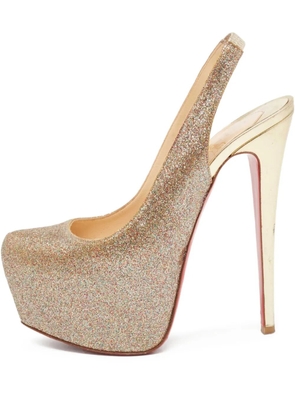 Christian Louboutin Pre-Owned 155mm Glitter Daf slingback pumps - Gold