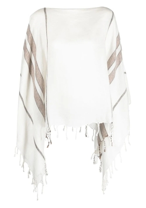Brunello Cucinelli striped poncho top - White