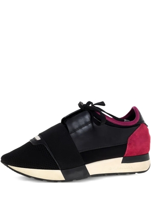 Balenciaga Pre-Owned race runner leather-strap sneakers - Black