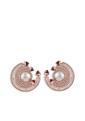 Ananya 18K rose gold Chakra ruby and diamonds earrings - Pink