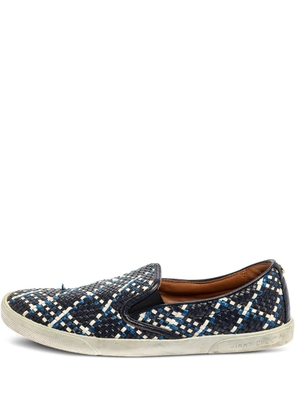 Jimmy Choo Pre-Owned woven leather slip-on sneakers - Black