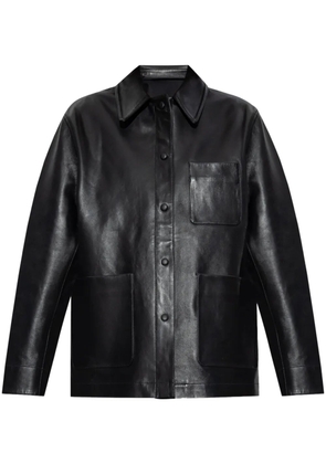 Officine Generale patch-pocket leather jacket - Black