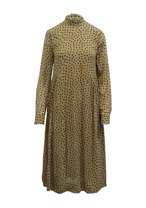 GANNI polka-dot high-neck midi dress - Brown