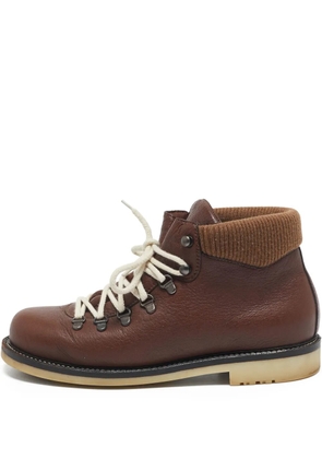 Loro Piana Pre-Owned leather lace-up hiking boots - Brown