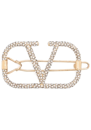 Valentino Garavani Pre-Owned VLogo Signature swarovsky-crystal hair clip - Gold