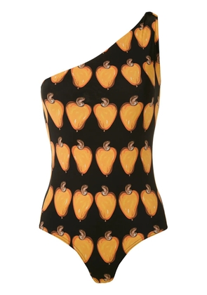 Amir Slama printed one shoulder swimsuit - Black