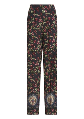 ETRO floral-print straight-leg trousers - Black