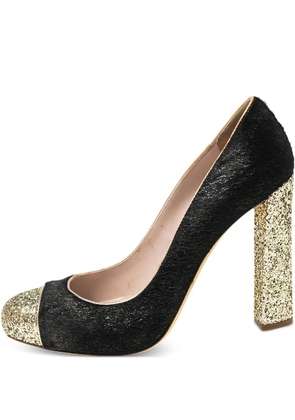 Miu Miu Pre-Owned 115mm glitter-detailed pumps - Black