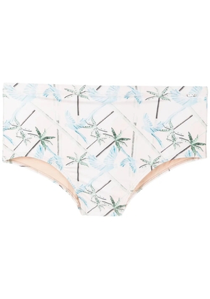 Amir Slama graphic-print swim trunks - White