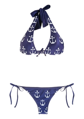 Amir Slama tie-fastening printed bikini set - Blue