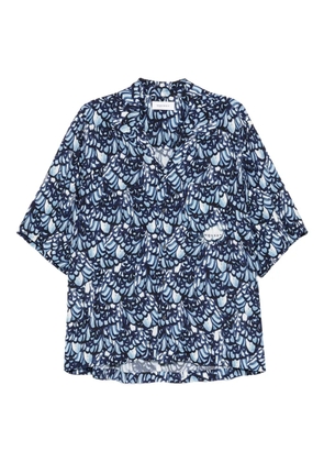 Alexander McQueen feather-print short-sleeve shirt - Blue