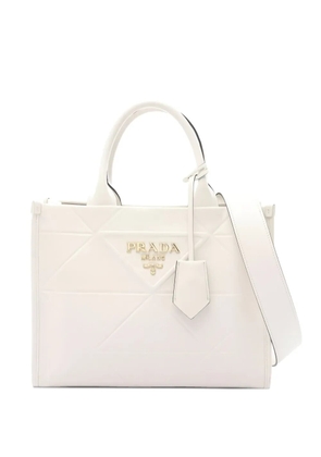 Prada Pre-Owned 2010s topstitching symbol leather tote bag - White