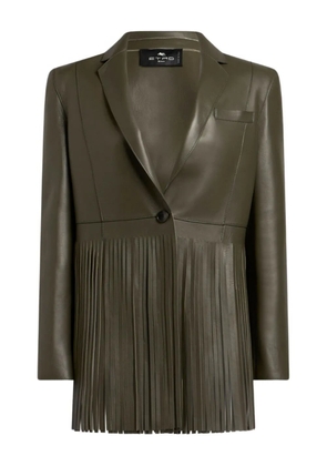 ETRO pleated-fringe leather jacket - Green