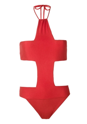 Amir Slama Cruz cut out swimsuit - Red