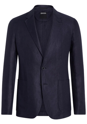 Zegna Pure Linen single-breasted jacket - Blue