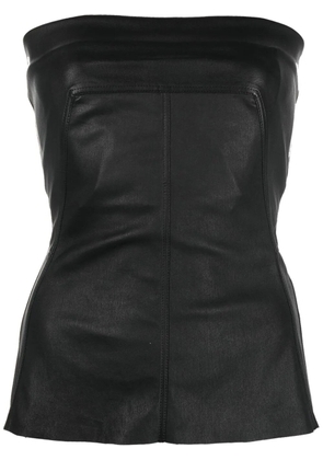 Rick Owens fitted leather strapless top - Black
