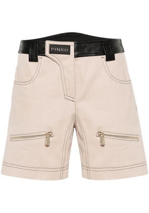 PINKO Scilla panelled-leather shorts - Neutrals
