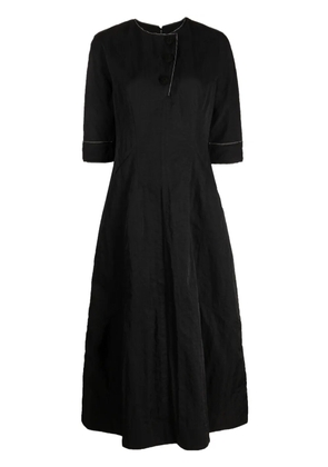 SHIATZY CHEN floral-button half-sleeve midi dress - Black