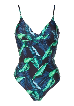Lygia & Nanny Bianca twisted leaf-print swimsuit - Blue