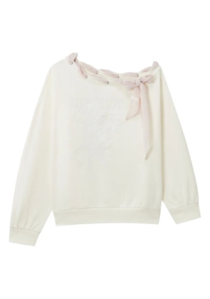 Musium Div. tie-detail embroidered sweatshirt - White