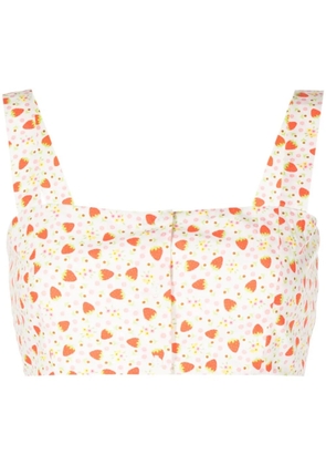 Batsheva strawberry-print bralette-style blouse - White