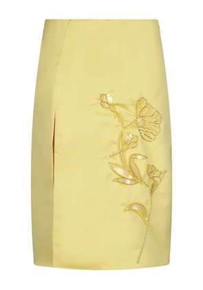 DES PHEMMES side-slit sequin-embellished midi skirt - Yellow
