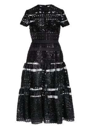 Elie Saab tulle embroidered midi dress - Black