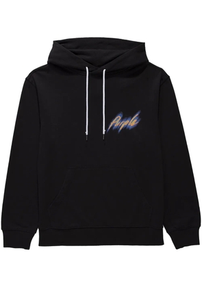 Purple Brand logo-print cotton hoodie - Black