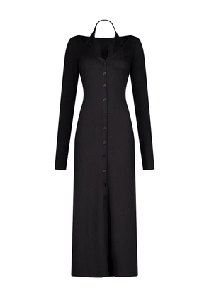 VAILLANT STUDIO ribbed long-sleeve button-down maxi dress - Black