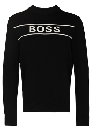 BOSS intarsia knit-logo jumper - Black