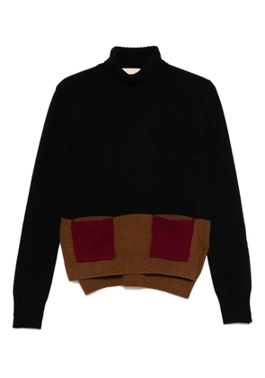 Plan C turtleneck pocket knitted top - Black