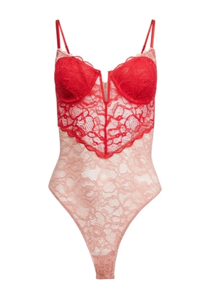 Fleur Du Mal bouquet lace heart bodysuit - Red