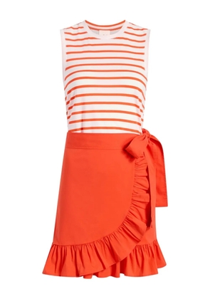 Cinq A Sept Stripe Mahlia ruffled wrap dress - Orange