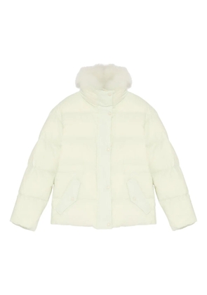 Yves Salomon leather-trim puffer jacket - Green