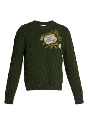 ERDEM cable-knit floral-embroidered sweater - Green