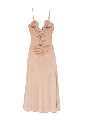 NISSA rhinestone-embellished midi dress - Neutrals