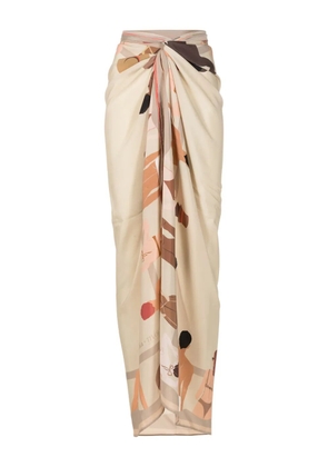 Amir Slama graphic-print silk cover-up - Neutrals