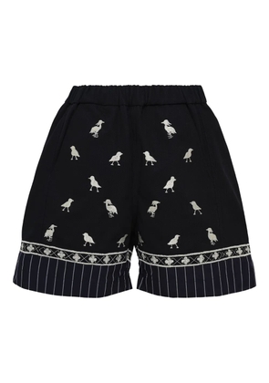 Biyan bird-embroidered shorts - Black
