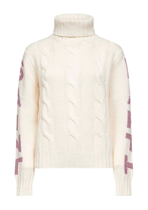 MC2 Saint Barth cable-knit jacquard-lettering sweater - Neutrals