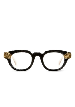 Kuboraum S1 leaf-effect round-frame glasses - Black