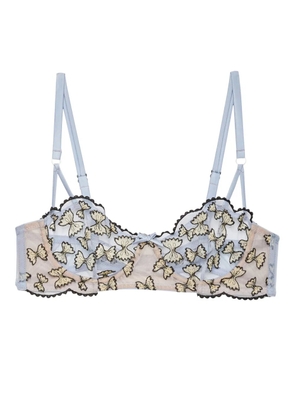 Fleur Du Mal Farfalle embroidered balconette bra - Blue