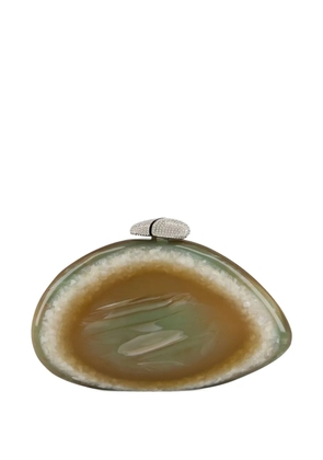 Benedetta Bruzziches agate-effect clutch bag - Green